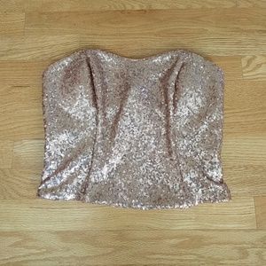Rose Gold Sequined Strapless Bustier